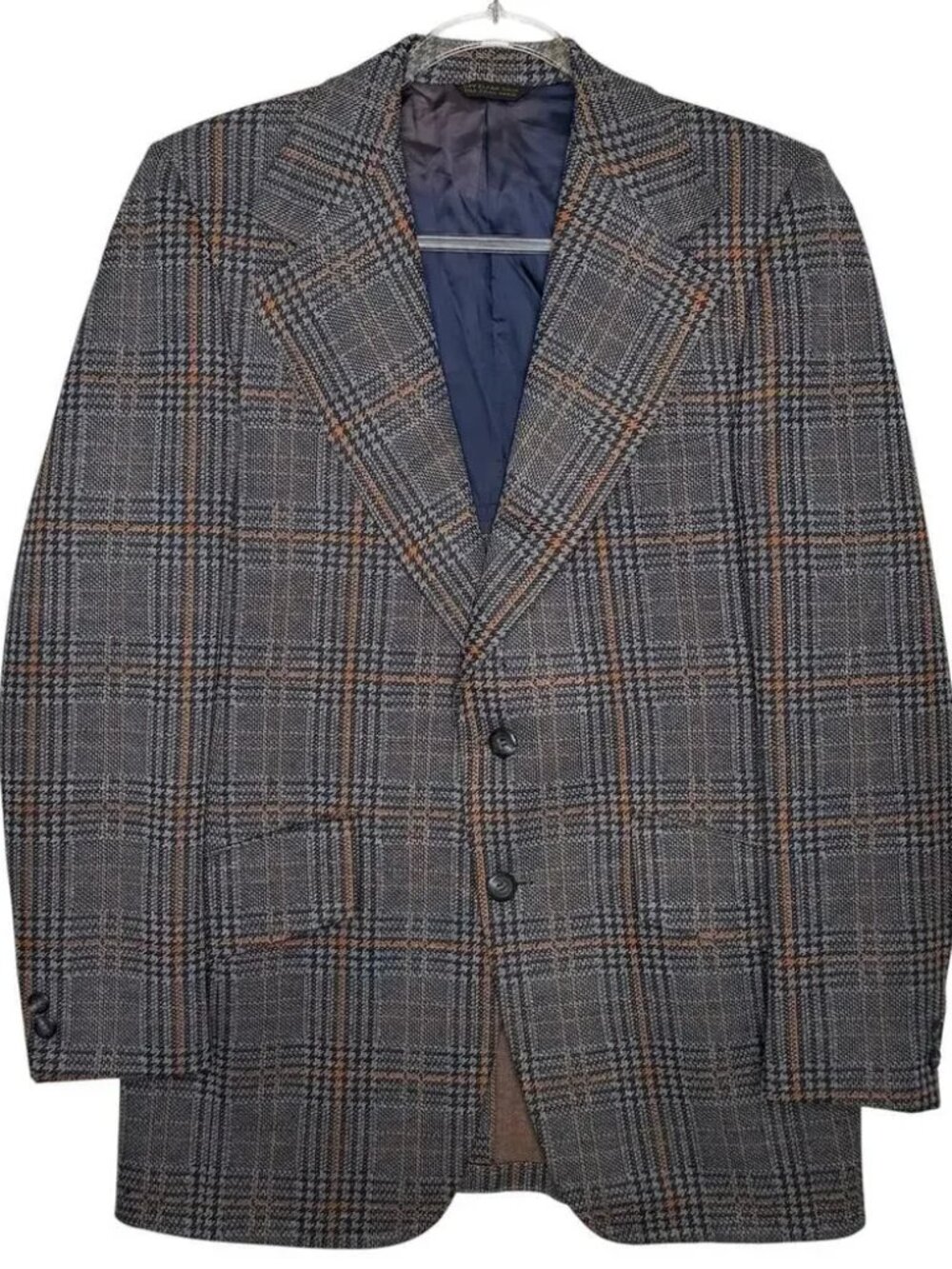 1970s Vintage Eagle Clothes Shahpoor's NY Plaid Union Made Blazer Jacket Small
